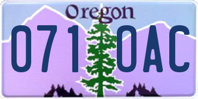 OR license plate 071OAC
