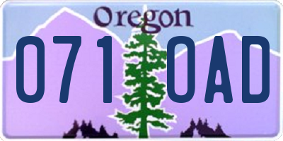 OR license plate 071OAD