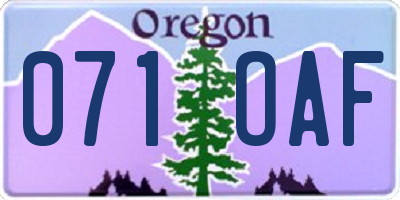 OR license plate 071OAF