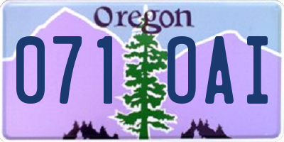 OR license plate 071OAI