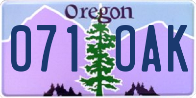 OR license plate 071OAK