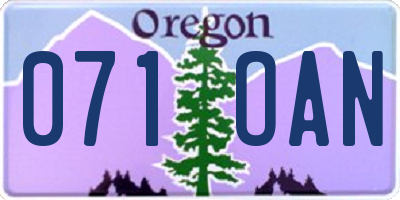 OR license plate 071OAN