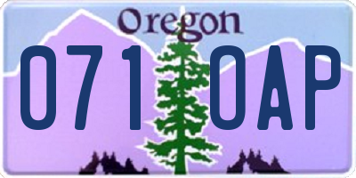 OR license plate 071OAP