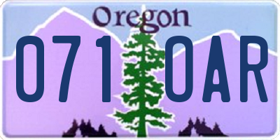 OR license plate 071OAR