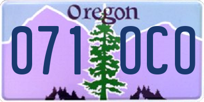 OR license plate 071OCO