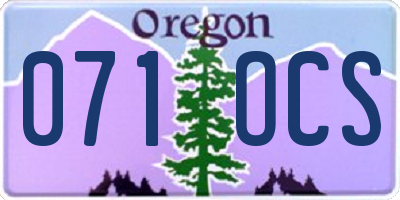 OR license plate 071OCS