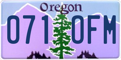 OR license plate 071OFM
