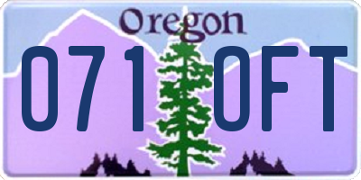 OR license plate 071OFT