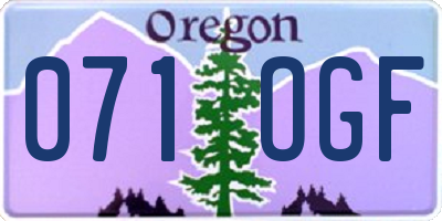 OR license plate 071OGF