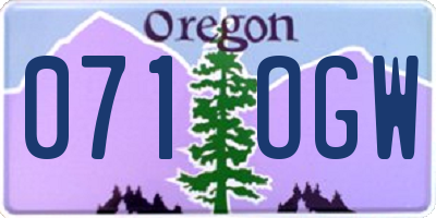 OR license plate 071OGW