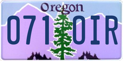 OR license plate 071OIR