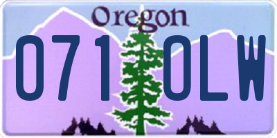 OR license plate 071OLW