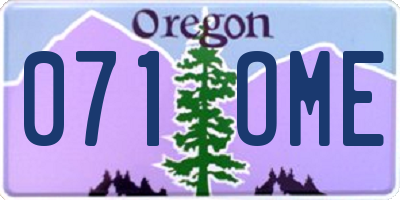OR license plate 071OME