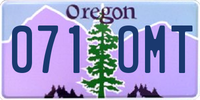 OR license plate 071OMT