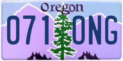 OR license plate 071ONG