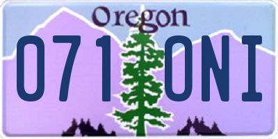 OR license plate 071ONI