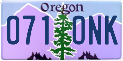 OR license plate 071ONK