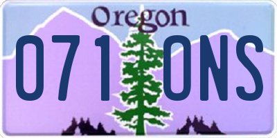 OR license plate 071ONS