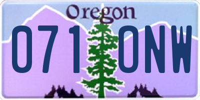 OR license plate 071ONW