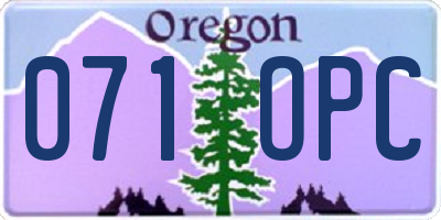 OR license plate 071OPC