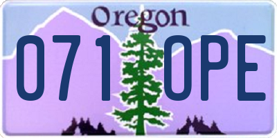 OR license plate 071OPE