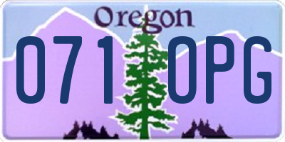 OR license plate 071OPG