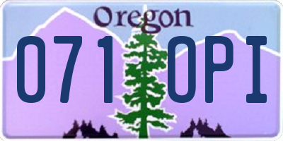OR license plate 071OPI