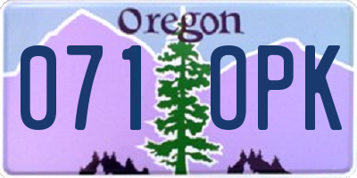 OR license plate 071OPK