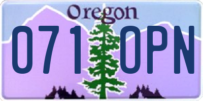 OR license plate 071OPN