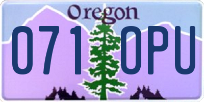 OR license plate 071OPU