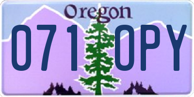 OR license plate 071OPY
