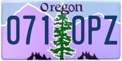 OR license plate 071OPZ
