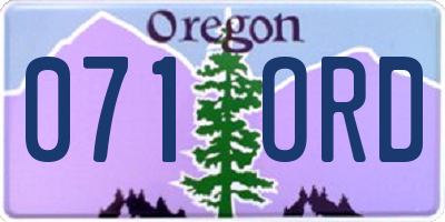 OR license plate 071ORD
