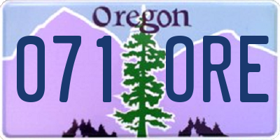 OR license plate 071ORE
