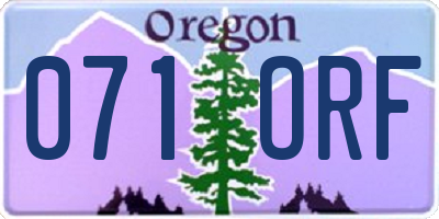 OR license plate 071ORF