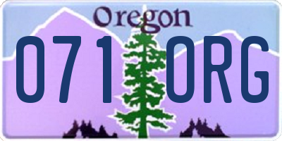 OR license plate 071ORG