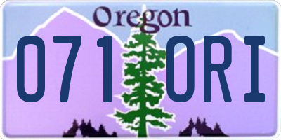 OR license plate 071ORI