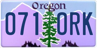 OR license plate 071ORK