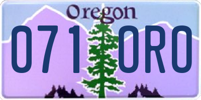 OR license plate 071ORO
