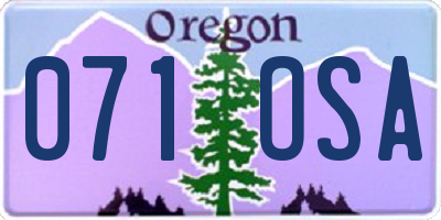 OR license plate 071OSA
