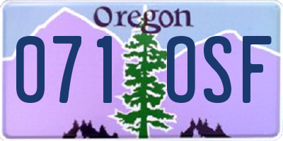 OR license plate 071OSF