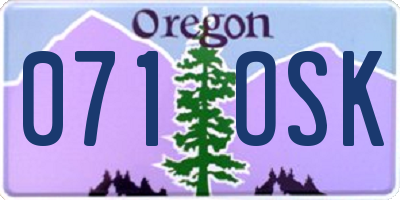 OR license plate 071OSK
