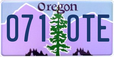 OR license plate 071OTE