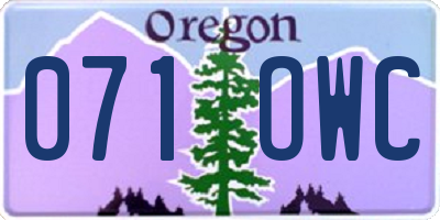 OR license plate 071OWC