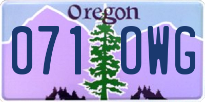 OR license plate 071OWG