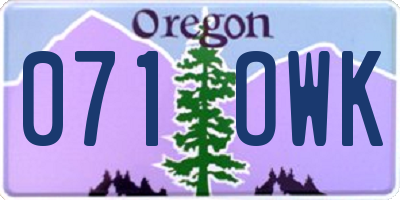 OR license plate 071OWK