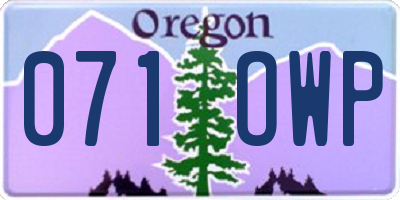 OR license plate 071OWP