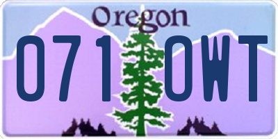 OR license plate 071OWT