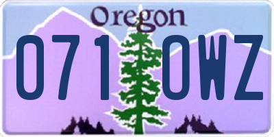 OR license plate 071OWZ