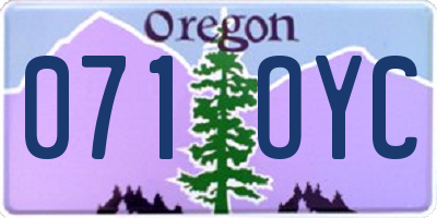 OR license plate 071OYC